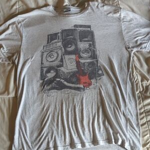 Graphic T-Shirt with Speaker and Guitar Design